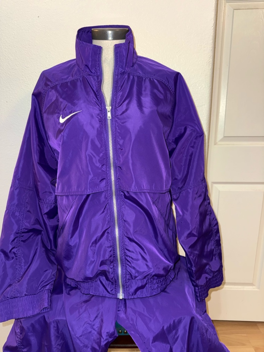 Vintage Nike Purple Swoosh Windbreaker Jacket/Pants (Set) - 90s Style